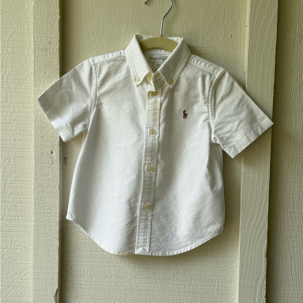 Ralph Lauren White Button Down Shirt Short Sleeves